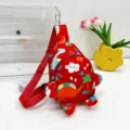 Kids red dinosaur crossbody chest bag, cute cartoon print toddler coin purse and travel backpack. - Red