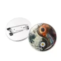 Yin Yang Tai Chi cosmic floral glass dome brooch pin fashion clothing badge accessory - Tai Chi Starry Sky Style 2 / Silver