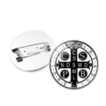 Saint Benedict medal brooch Christian religious cross metal badge clothing pin accessory - Silver-3