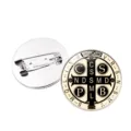 Saint Benedict medal brooch religious badge metal pin fashion clothes bag decoration accessory - Silver-5