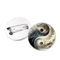 Yin Yang Tai Chi Nebula Glass Dome Brooch Pin Metal Badge for Clothing Bag Decoration - Tai Chi Starry Sky Style 4 / Silver
