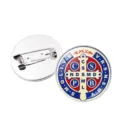 Saint Benedict medal brooch classic religious Christian badge pin metal clothing accessory gift - Silver-7