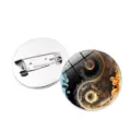 Yin yang taiji glass dome brooch pin badge stylish metal clothing backpack accessories gift - Tai Chi Starry Sky Style 5 / Silver