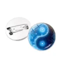 Cosmic blue nebula yin yang tai chi glass dome alloy brooch pin badge fashion accessories. - Tai Chi Starry Sky Style 6 / Silver