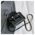 Schwarze PU Leder Mini Umhängetasche für Damen, elegante Handtasche mit Schultergurt. - Schwarz
