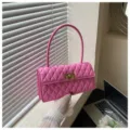 Rosa Gesteppte Unterarmtasche Damen Mode Schicke Umhängetasche PU Leder Elegante Handtasche - Rosa