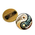 Vintage Yin Yang Tai Chi Brooch Cosmic Glass Badge Pin Clothing Accessory Decor. - Tai Chi Starry Sky Style 9 / Bronze