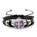 Saint Benedict medal leather bracelet black braided multi-layer adjustable wristband jewelry - Style 7 (JY9762) / Black