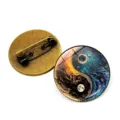 Cosmic yin and yang taiji glass cabochon brooch pin variant, unique universe design badge. - Tai Chi Starry Sky Style 12 / Bronze