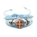 Blue leather braided Saint Benedict medal bracelet religious jewelry fashion wristband gift - Blue Style 9 (JY9762)