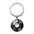 Music vinyl record glass dome metal keychain detail, stylish music pendant charm accessory gift. - Instruments Record Piano Style (JY9706-10)
