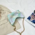 Gesteppte Nylon Achseltasche mit Farbverlauf, modische Damen Schultertasche für Alltag. - Grün