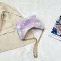 Verlauf Nylon Achseltasche, Gesteppte Halbmond Umhängetasche mit Goldkette, Lila - Lila
