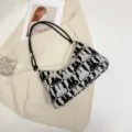 Schwarz-weiße Kaninchen Druck Canvas Umhängetasche, lässige modische Damen Schultertasche. - Stil 1 Schwarz