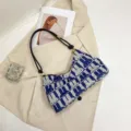 Modische Damen Canvas Umhängetasche mit blauem Kaninchenmuster lässige Achseltasche - Stil 1 Blau