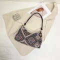 Ethische gewebte Umhängetasche für Damen, modische Hobo-Handtasche mit Riemen und Reißverschluss. - Stil 2 Schwarz