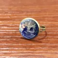 Bague cabochon verre carte de la terre vintage retro bronze metal reglable couple - Ouvert Réglable / Motif 4 (JY00476-4)