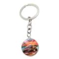 Charming sea turtle keychain featuring a glass time gem pendant sunset beach detail view. - Style 8 (JY9717-8)