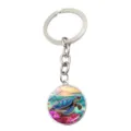 Sea turtle keychain pendant glass cabochon ocean marine life bag charm key ring accessory - Style 2 (JY9717-2)