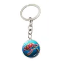 Colorful sea turtle keychain metal glass cabochon bag charm cute marine animal key ring accessory - Style 5 (JY9717-5)