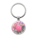 Music record piano keys keychain pink glass dome pendant cute music lover gift accessories - Pink Record Piano Key Style (JY9706-1)