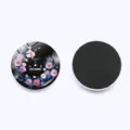 Retro vinyl record floral glass fridge magnet, decorative magnetic sticker for home kitchen. - Botanical Floral Record Style (JY9702-2) / Diameter 30MM