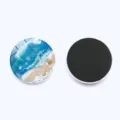 Ocean wave resin fridge magnet, circular crystal glass whiteboard sticker for home decor. - Style 3