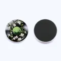 Decorative 30mm glass refrigerator magnet featuring a vintage vinyl record and floral design. - Botanical Floral Record Style (JY9702-5) / Diameter 30MM