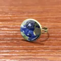 Bague cabochon carte du terre yin yang vintage, bijou en metal bronze ajustable unisexe. - Ouvert Réglable / Motif 9 (JY00476-9)