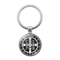 Hl. Benedikt Medaille Schlüsselanhänger Vintag Glas Kuppel Anhänger Katholisch Schmuck Geschenk - Silber Stil 6