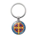 Hl Benedikt Medaille Schlüsselanhänger Glas Cabochon Anhänger christlicher Schmuck - Silber Stil 9