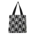 Niedliche schwarz-weiße Kaninchen Strick-Tragetasche, große Freizeit-Schultertasche Damen. - Schwarz