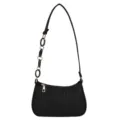 Schwarze Damen-Umhängetasche mit Steinmuster, modische elegante Schultertasche für Alltag. - Schwarz
