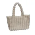 Herbst Winter Mode Plüsch Shopper Tasche für Damen, große flauschige Umhängetasche. - Gebrochenes Weiß