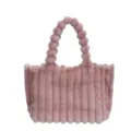 Rosa flauschige Plüsch Handtasche für Damen, süße Winter Fell Tasche mit Perlen Griff. - Lotusrosa