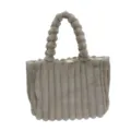 Flauschige Kunstfell Shopper Tasche für Damen, stilvolle Winter Umhängetasche mit Henkel. - Khaki