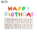 Stampo in silicone buon compleanno lettere torta decorazione cioccolato DIY stampo - Stile Lettere (B175) / Grigio