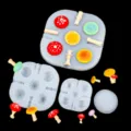 Mini 3D mushroom silicone mold set for DIY clay crafts, variant style shown clearly. - Three-Piece Set / Clear
