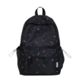 Japanese style cute girl backpack with colorful star pattern, casual school bag for students. - With Pendant / Black