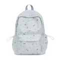 Cute Japanese style pastel blue backpack with colorful stars and graffiti pattern for students. - With Pendant / Blue