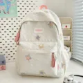 Sac à dos d'école matelassé blanc avec broderie d'étoiles colorées, cartable élégant pour jeunes. - L / Blanc Cassé