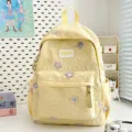 Sac à dos d'école matelassé jaune avec broderie d'étoiles mignonnes pour les étudiants - L / Jaune