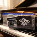 Music stationery set with clear pouch, piano note design notebook, great student gift. - Upgraded Edge-Pull Bag 172 Set (Black Note Style)
