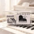 Piano note stationery set in transparent zipper bag with cute notebook and student gifts. - Upgraded Edge-Pull Bag 172 Set (White Piano Style)