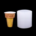 Silicone mold and finished ice cream cone candle detail view, perfect for crafts. - 2# Ice Cream Cone Style (A484) / 7.8x8.5cm
