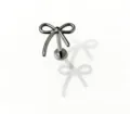Close-up detail of the delicate bow shaped titanium body piercing labret jewelry. - Bowknot (Style 1) / 1.2*8mm