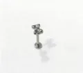 Detailed close-up of titanium labret piercing stud with cute bow design, polished silver finish. - Textured Bowknot (Style 2) / 1.2*8mm