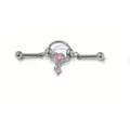 Stainless steel industrial barbell body piercing jewelry with pink crystal heart charm. - Pink Heart Cartilage Chain