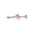Industrial barbell piercing jewelry with pink heart crystal and arrow design for body piercing. - Pink Heart with Arrow