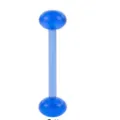 Blue UV flexible barbell tongue ring body piercing jewelry, comfortable daily wear accessory. - Blue